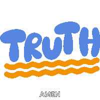 Truth Yellow Squiggly Lines Below Truth In Blue Bubble Letters Sticker