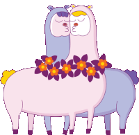 Two Llamas Kissing Sticker
