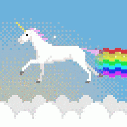 Unicorn Rainbow GIF. This 448 x 448 animated GIF is part of our guro pixel collection. Related themes include pixel, rainbow, sky. View the original…
