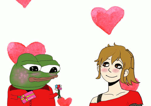 Valentine'S Day Pepe GIF. This 498 x 350 animated GIF is part of our pepe frog sad collection. Related themes include couple, love, valentine. Created by…