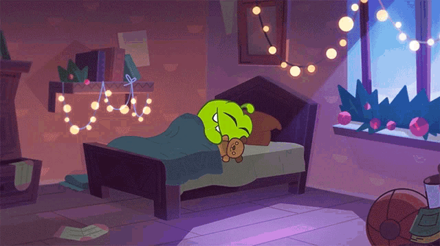 Waking Up Scared Om Nom GIF