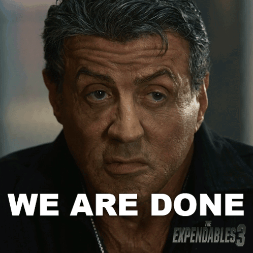 We Are Done Barney Ross GIF