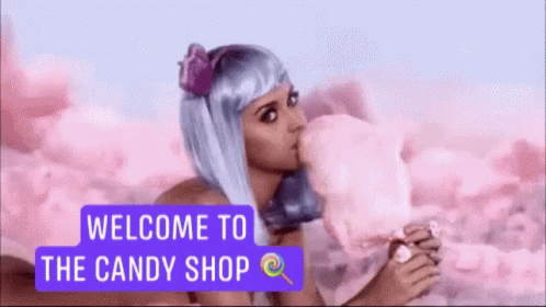 Welcome To The Candy Shop Katy Perry GIF. This 498 x 280 animated GIF is part of our katy perry whipped cream collection. Related themes include cotton…
