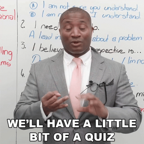 Well Have A Little Bit Of A Quiz James GIF. This 498 x 498 animated GIF is part of our quiz time collection. Created by engvid. View the original animation…