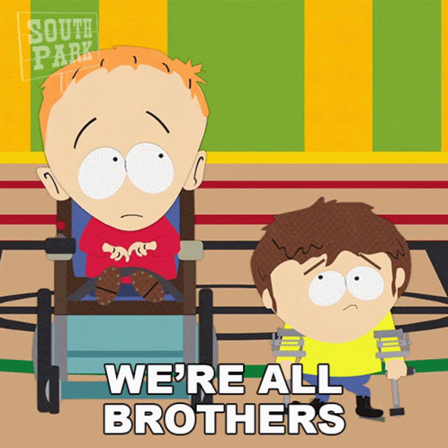 Were All Brothers Timmy Burch GIF. This 498 x 498 animated GIF is part of our south park timmy collection. Created by southpark. View the original…