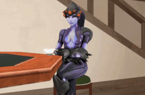 Widowmaker Overwatch GIF. This 498 x 327 animated GIF is part of our tracer and widowmaker collection. Related themes include awkward, beautiful, coffee…