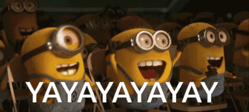 Yay Yippie GIF. This 498 x 225 animated GIF is part of our cheering collection. Related themes include minion, yay. Created by fionna16. View the original…