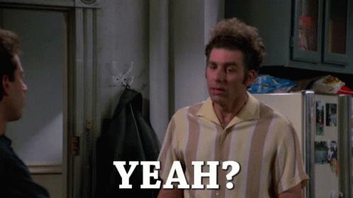 Yeah Crazy GIF. This 498 x 280 animated GIF is part of our kramer im out collection. Related themes include crazy, scared, seinfeld. Created by…