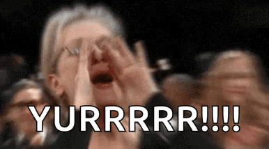 Yelling Meryl Streep GIF. This 386 x 214 animated GIF is part of our cheering collection. Related themes include cheer. Created by Redbarber1. View the…