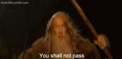 You Shall Not Pass Gandalf GIF. This 400 x 194 animated GIF is part of our fuyez pauvres fous collection. View the original animation, share it, or browse…