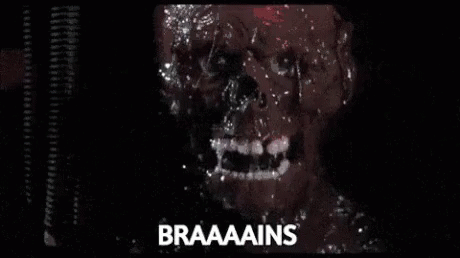 Zombies Brains GIF. This 460 x 258 animated GIF is part of our film grain collection. Related themes include scary. View the original animation, share it…