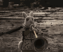 兔子 喇叭 吹喇叭 可爱 GIF