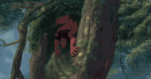 타잔 나무 나무타기 점프 정글 디즈니 애니메이션 GIF