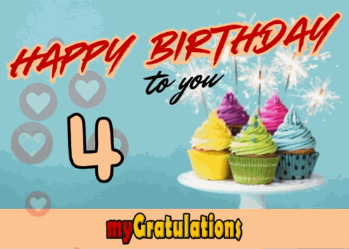 4 Years Old Birthday Muffins GIF