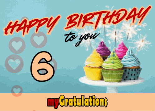6 Years Old Birthday Muffins GIF