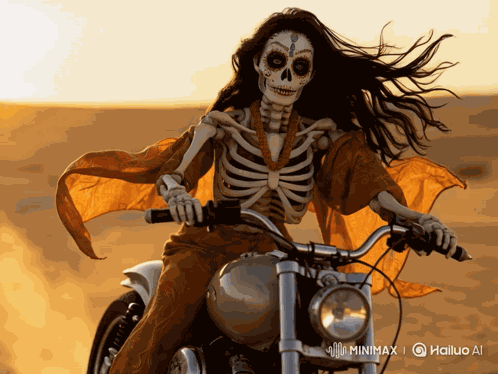 A Female Skeleton Is Riding A Motorcycle Motorcycles GIF