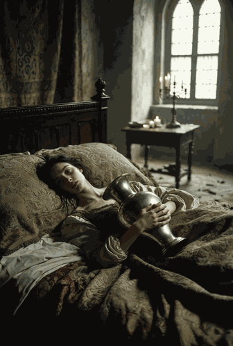 A Young Bride Clutching The Silver Vase Tightly GIF