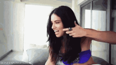 Adriana Lima Hair Flip GIF