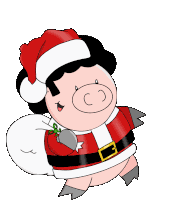 Afro Pig Santa Sticker