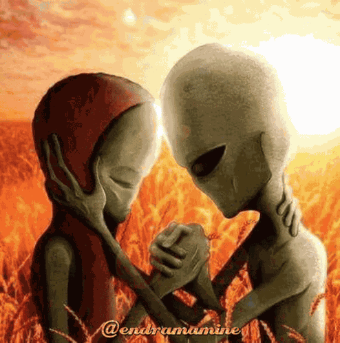 Aliens Touching Foreheads Dragona Joestar GIF