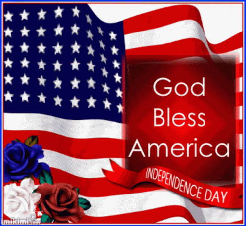 American Flag Red White Blue Flowers GIF