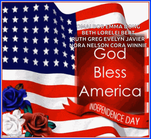 American Flag Red White Blue Flowers GIF