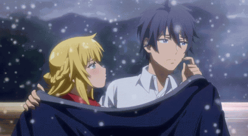 Anime Cuddle Snow Cuddle GIF