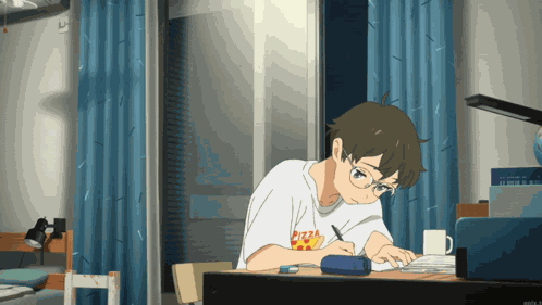 Anime Studying Anime Revising GIF