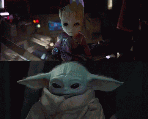 Baby Groot Baby Yoda GIF
