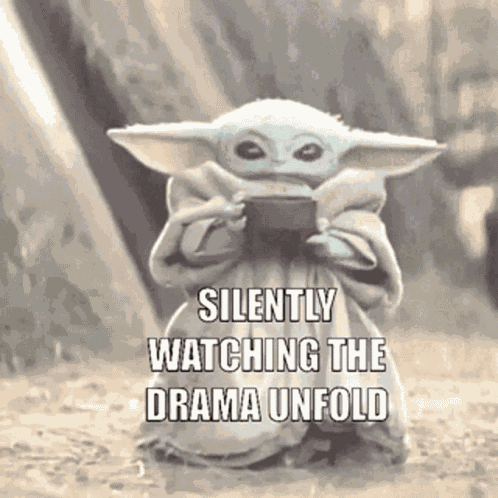 Baby Yoda Silently Watching The Drama Unfold GIF