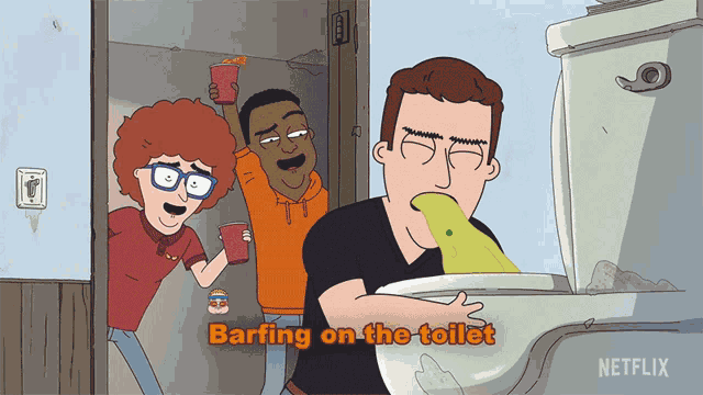 Barfing On The Toilet Barfing On The Couch GIF
