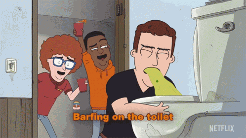 Barfing On The Toilet Barfing On The Couch GIF