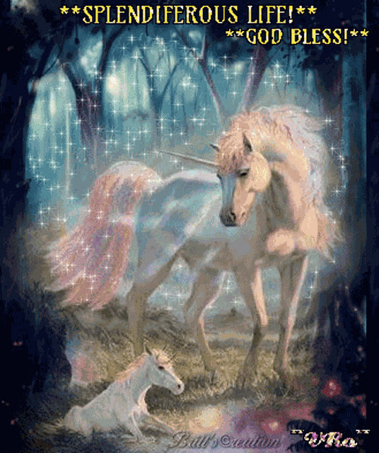 Beautiful Unicorns Glitter Forest GIF