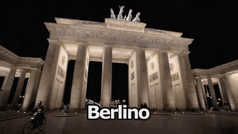 Berlino Germania Porta Di Brandeburgo Città Vista Panoramica GIF
