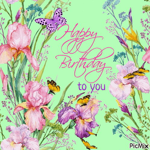 Birthday Flowers Butterflies GIF