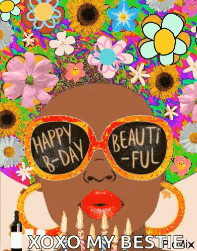 Black Woman Flowery Birthday GIF