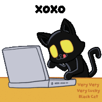 Blact Cat Heart Sticker