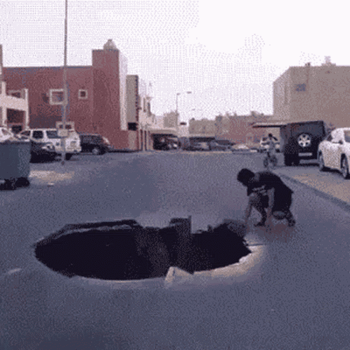 Boy Falls In Hole GIF
