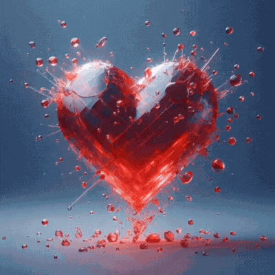 Broken Heart Red Glass Heart GIF