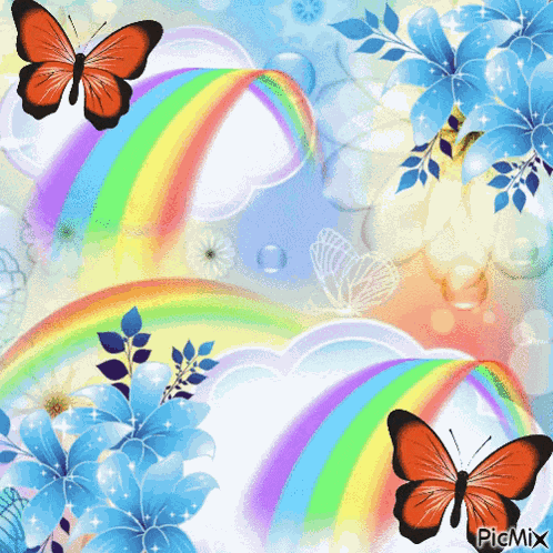 Butterflies And Rainbows GIF