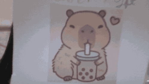Capybara Drinking Bobacapy Meme