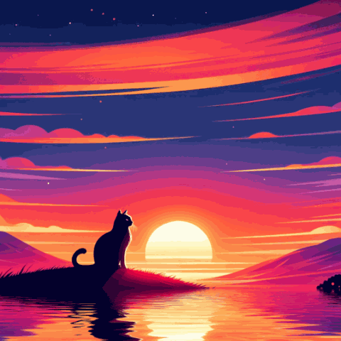 Cat Sunset GIF