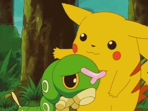Caterpie Pikachu GIF