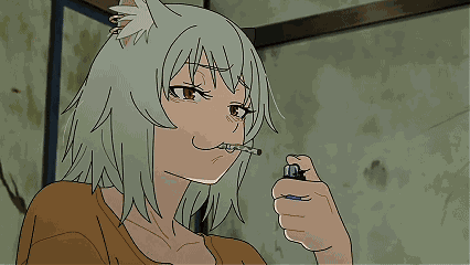 Chainsmoker Cat Anime GIF