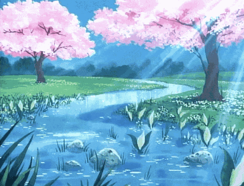 Cherry Blossom River GIF