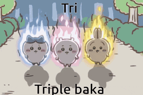 Chiikawa Triple Baka GIF
