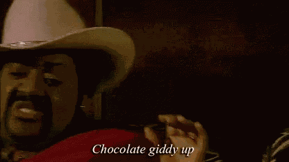 Chocolate Giddy Up Black GIF