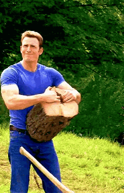 Chris Evans Chopping Wood GIF