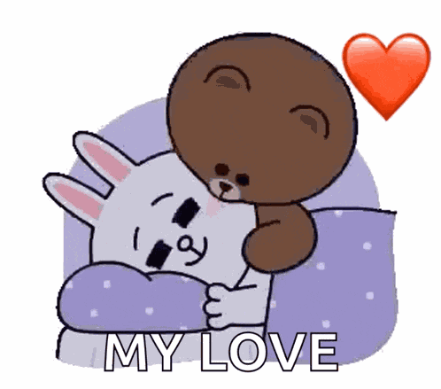 Cony And Bear Brown Good Night Kiss GIF