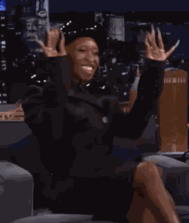 Cynthia Erivo Finger Clapping Jimmy Fallon GIF